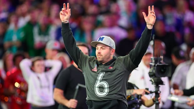 Tampa Bay Buccaneers quarterback Baker Mayfield at the 2024 Pro Bowl Games